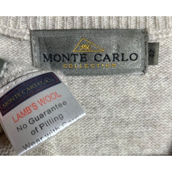 Monte Carlo Collection Argyle Lambswool Sweater Vest Beige Unisex Preppy Mens 42 - Picture 3 of 8